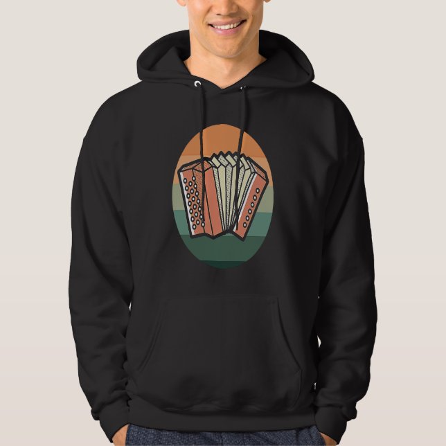 Retro Accordion Musician Instrument Hoodie (Framsida)