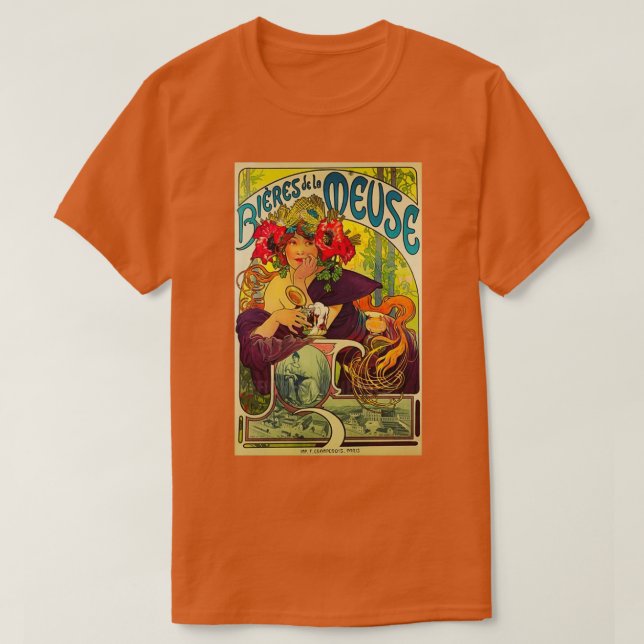 retro ad Bieres de la Meuse Alphonse Mucha T Shirt (Design framsida)