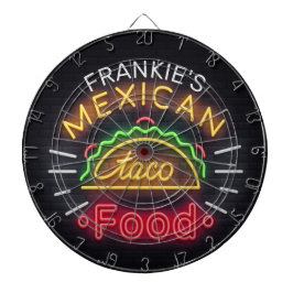 Retro ADD NAMN Faux Neon Mexican Food Taco Middag Darttavla