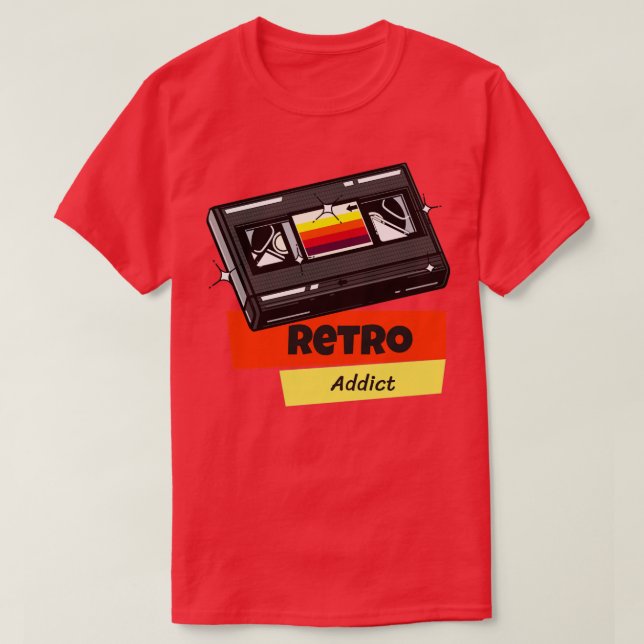 Retro Addict Video Cassette Tape 80s T Shirt (Design framsida)