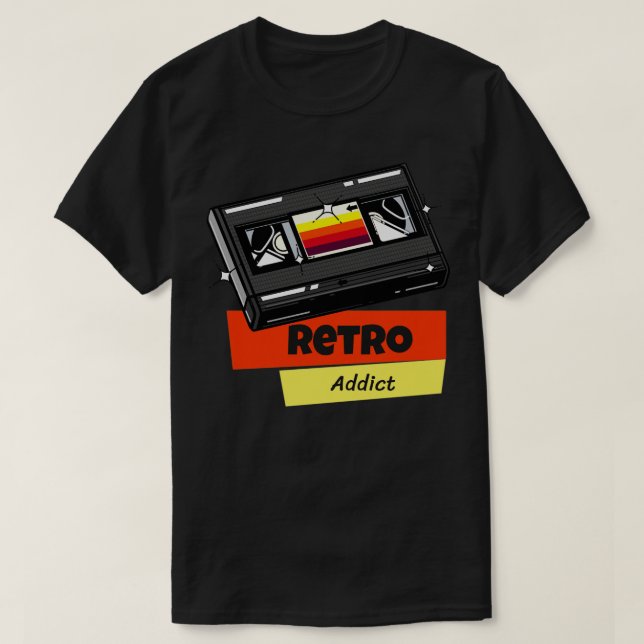 Retro Addict Video Cassette Tape 80s T Shirt (Design framsida)