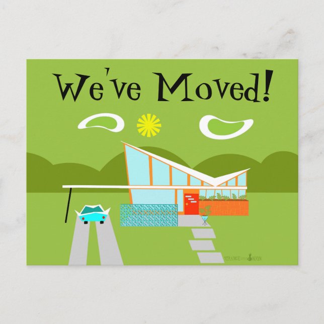 Retro adressändringskort för hus i Palm Springs Meddelande Vykort (Framsida)