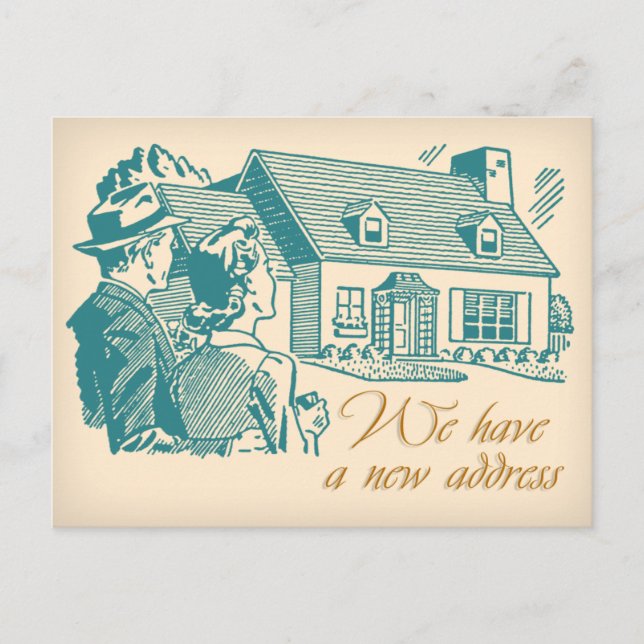 Retro adressändringspostkort meddelande vykort (Framsida)