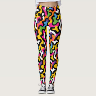 Retro Aestesisk Funky Swirls Colorful Mönster y2k Leggings