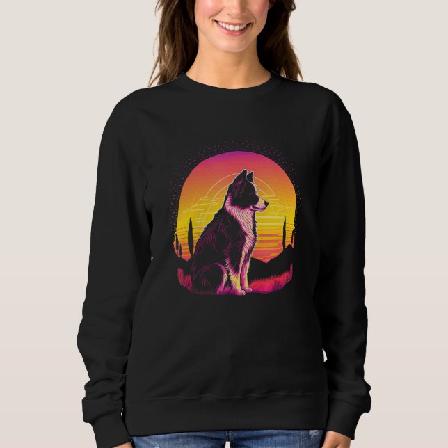 Retro Aesthetic Border Collie dog T Shirt (Framsida)