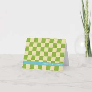 Retro Aesthetic Checkerboard Grönt Personlig Anteckningskort