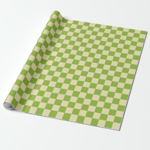 Retro Aesthetic Checkerboard Mönster Grönt White Presentpapper