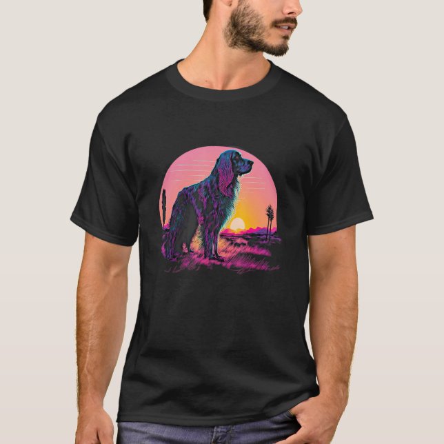 Retro Aesthetic English Setter Dog T Shirt (Framsida)