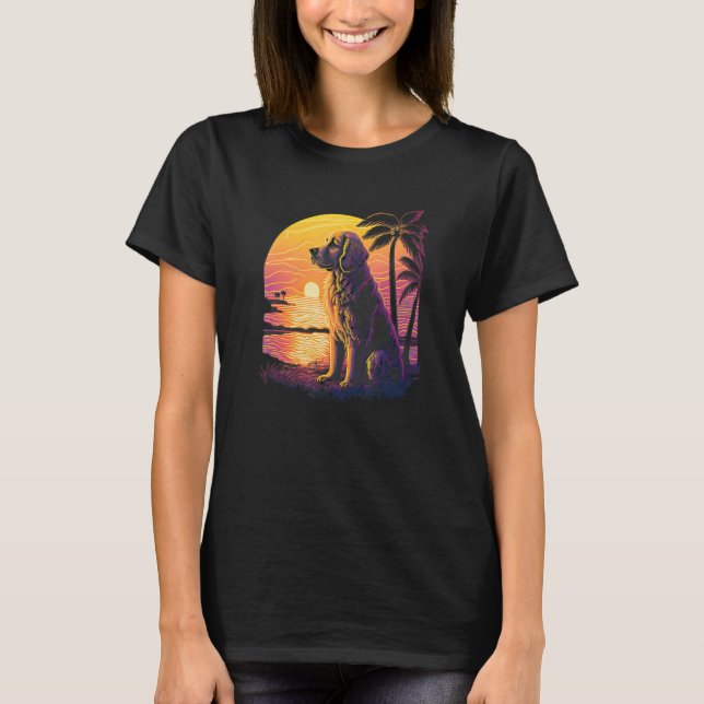 Retro Aesthetic Golden Retriever Dog T Shirt (Framsida)