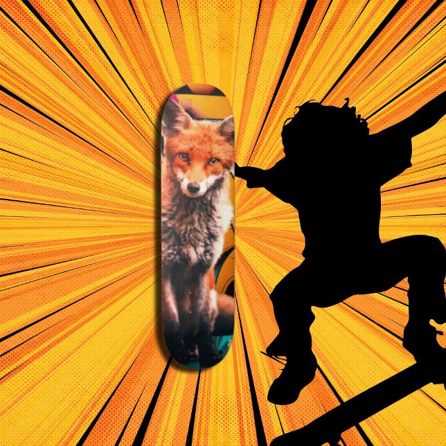 Retro Aesthetic Personlig FOX Mini Skateboard Bräda 18,5 Cm (Original and best online Zazzle skateboard shop- Urban Warrior)