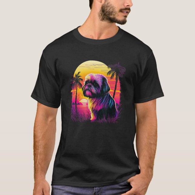 Retro Aesthetic Shih Tzu hund T Shirt (Framsida)