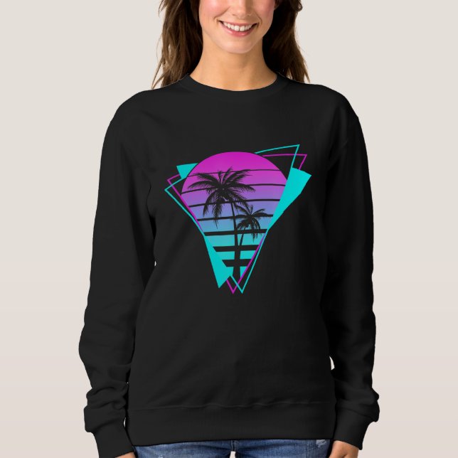 Retro Aesthetic Vaporwave Eghties Geometric Handfl T Shirt (Framsida)