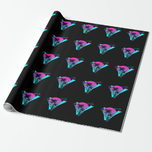 Retro Aesthetic Vaporwave Geometric Handflatan Trä Presentpapper