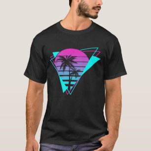 Retro Aesthetic Vaporwave Geometric Handflatan Trä T Shirt