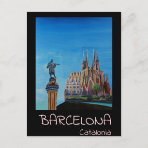 Retro affisch Barcelona Vykort