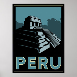 retro affisch för peru incaSouth America art déco