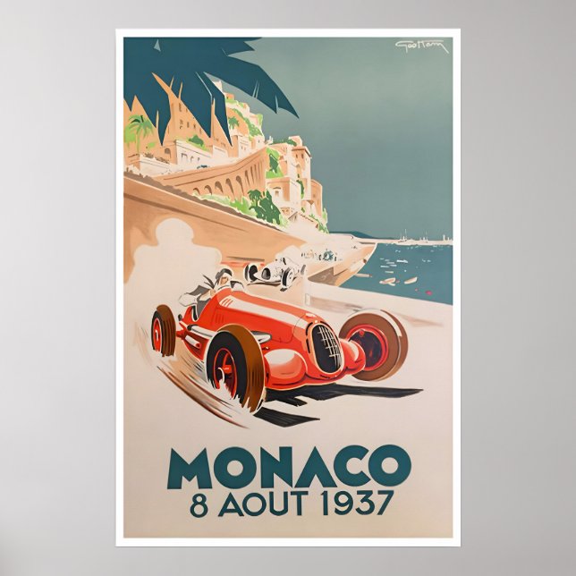 Retro affisch Racingbil Konst Franska Rivieran Res (Framsidan)