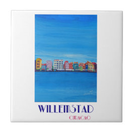 Retro affisch Willemstad Curacao Kakelplatta