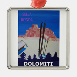Retro affischDolomiti italien på Sella Ronda Julgransprydnad Metall