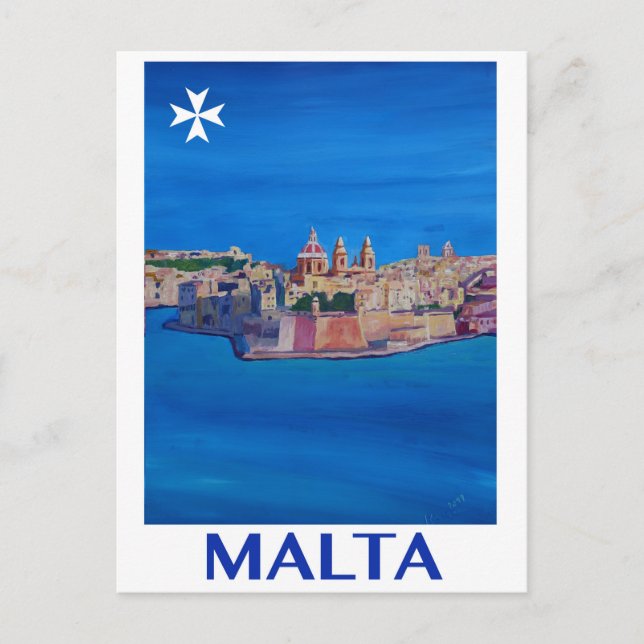 RETRO AFFISCHMalta Valletta stad av KnightsII Vykort (Framsida)