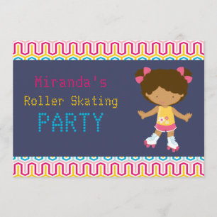Retro African American Roller Sking Party Inbjudningar