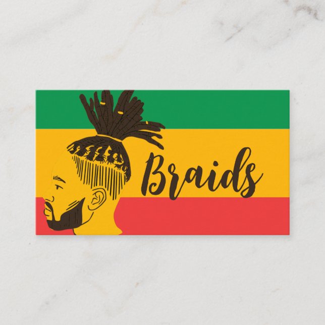 Retro African Flagga African Braiding Braids Visitkort (Framsida)
