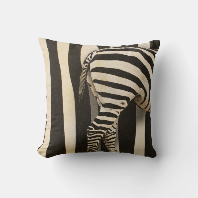 Retro African Mountain Zebra Throw Cushion Kudde (Framsida)