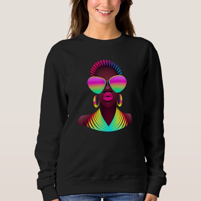 Retro African Woman Beautiful Pink 80s Men Women K T Shirt (Framsida)