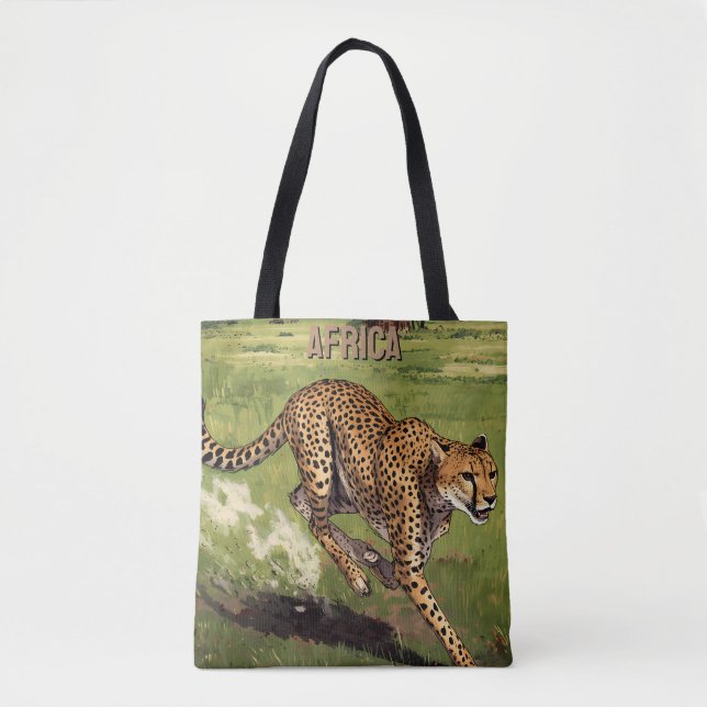 Retro Afrika Gepard Landskap Tygkasse (Framsida)