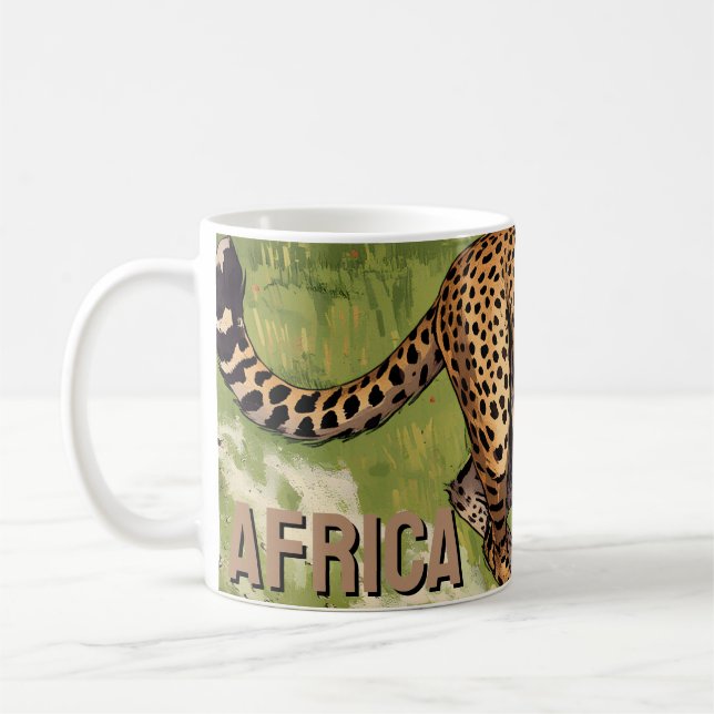 Retro Afrika Gepard Scenisk Kaffemugg (Vänster)