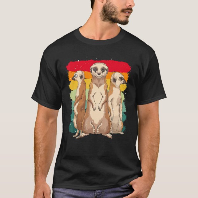 Retro Afrika Zoo Animal Cute Meerkat T Shirt (Framsida)