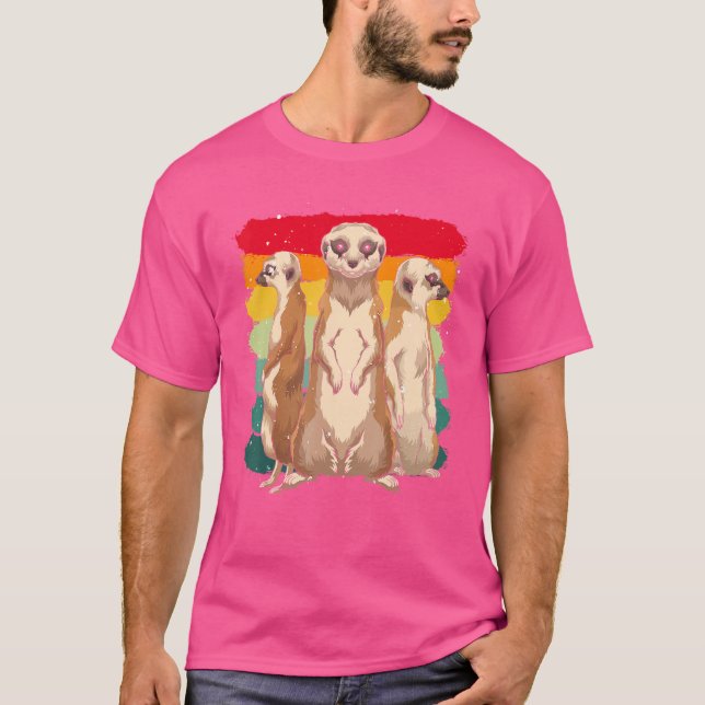 Retro Afrika Zoo Animal Cute Meerkat T Shirt (Framsida)