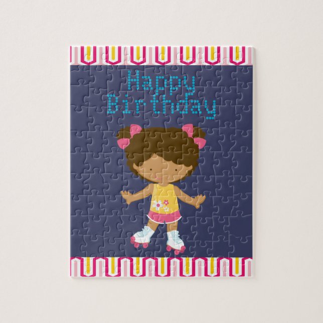 Retro afrikansk amerikanrulle som åker skridskor pussel (Vertikal)