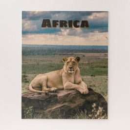 Retro afrikansk lejon Scenisk Pussel