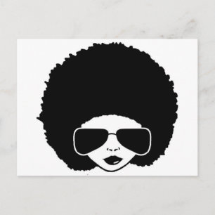 retro afro- flicka vykort