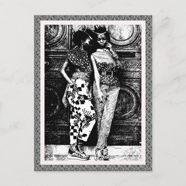 Retro Afro Pop Art Mode Vykort (Framsida)