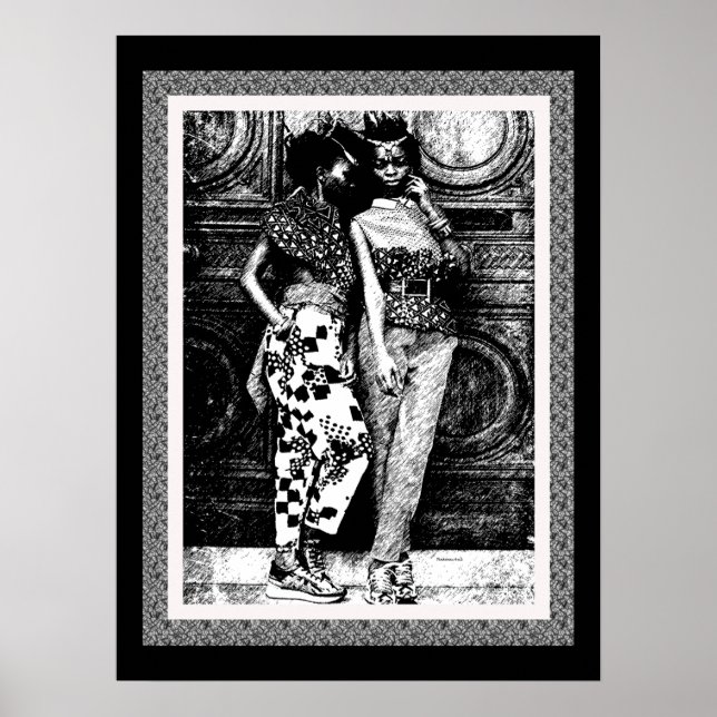 Retro Afro Pop Art-mote Poster (Framsidan)