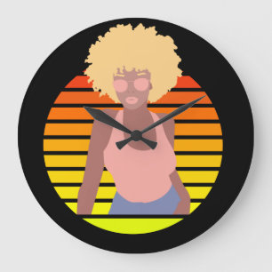 RETRO AFRO QUEEN - AFRO AMERICAN QUEEN STOR KLOCKA
