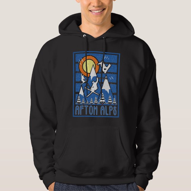 Retro Afton Alpernas Ski Sunset Hoodie (Framsida)