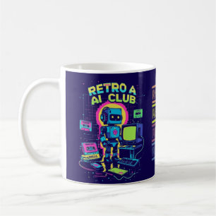 Retro AI-Klubb - 90:e Robot Pixel Art Coffee Mugg