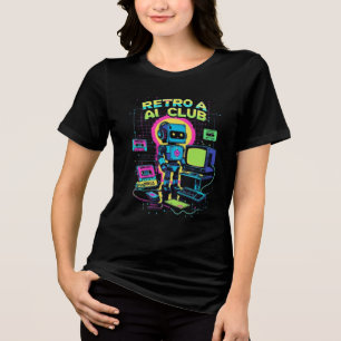 Retro AI-Klubb - 90 s Robot Pixel Art T-Shirt