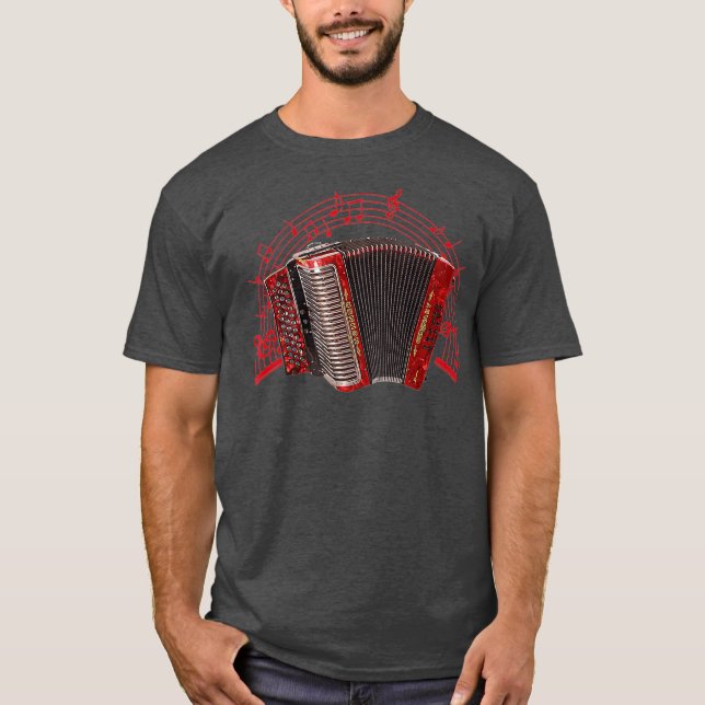 Retro Air Accordion Player Choir Musical Men T Shirt (Framsida)