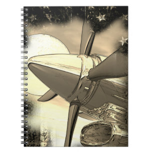 Retro Aircraft Art Technica Notebook Anteckningsbok