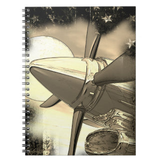 Retro Aircraft Art Technica Notebook Anteckningsbok