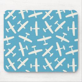 Retro Aircraft Plain Mönster Blue Mouse Pad Musmatta