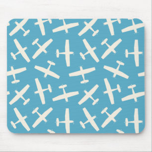 Retro Aircraft Plain Mönster Blue Mouse Pad Musmatta