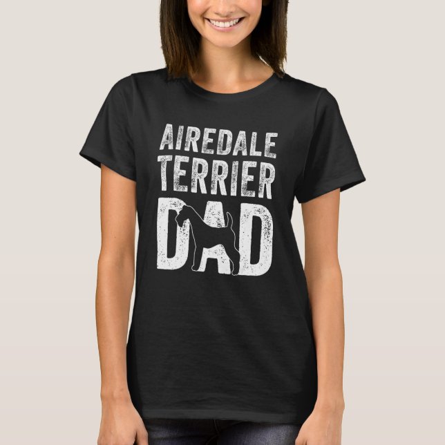 Retro Airedale Terrier Dad Papa Father s Day Dog S T Shirt (Framsida)