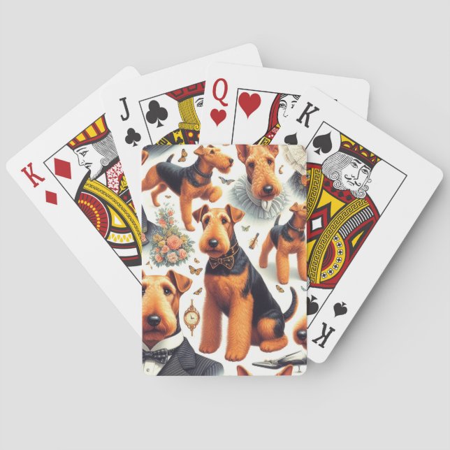 Retro Airedale Terrier Seamless Casinokort (Baksidan)