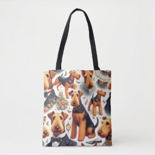 Retro Airedale Terrier Seamless Tygkasse