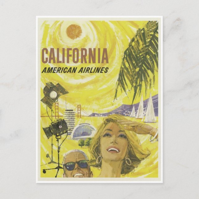 Retro Airlines California Advertisement Vykort (Framsida)